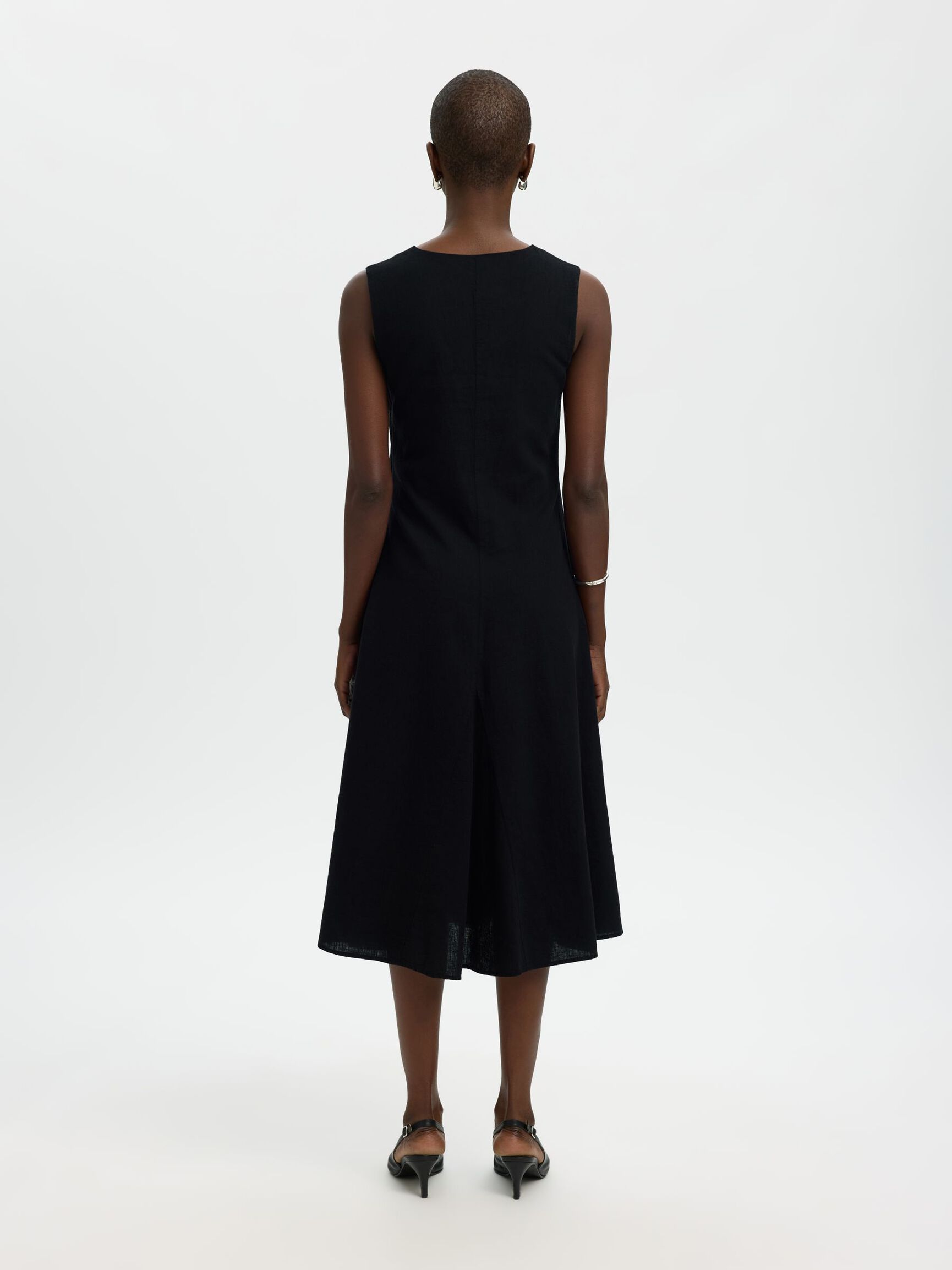 LEINENMIX MAXIKLEID, Black, highres