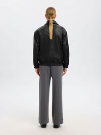 OVERSIZED LEATHER JACKET, Black, highres