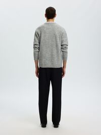 WAFFLE KNIT JUMPER, Light Grey Melange, highres