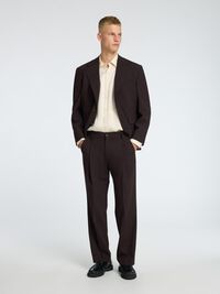WOOL BLEND PLEATED LOOSE-FIT TROUSERS, Demitasse, highres