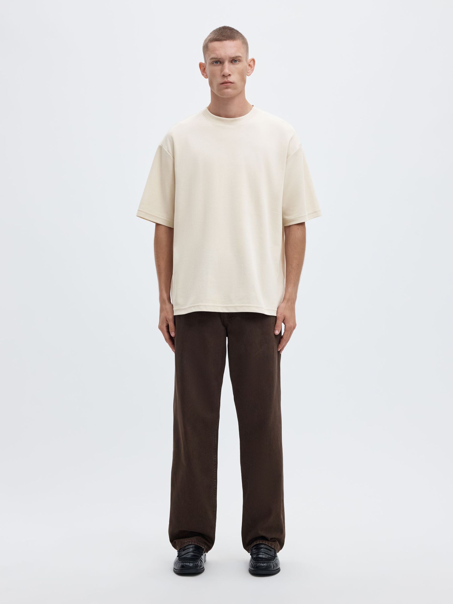 SURDIMENSIONNÉ À MANCHES COURTES T-SHIRT, Oatmeal, highres