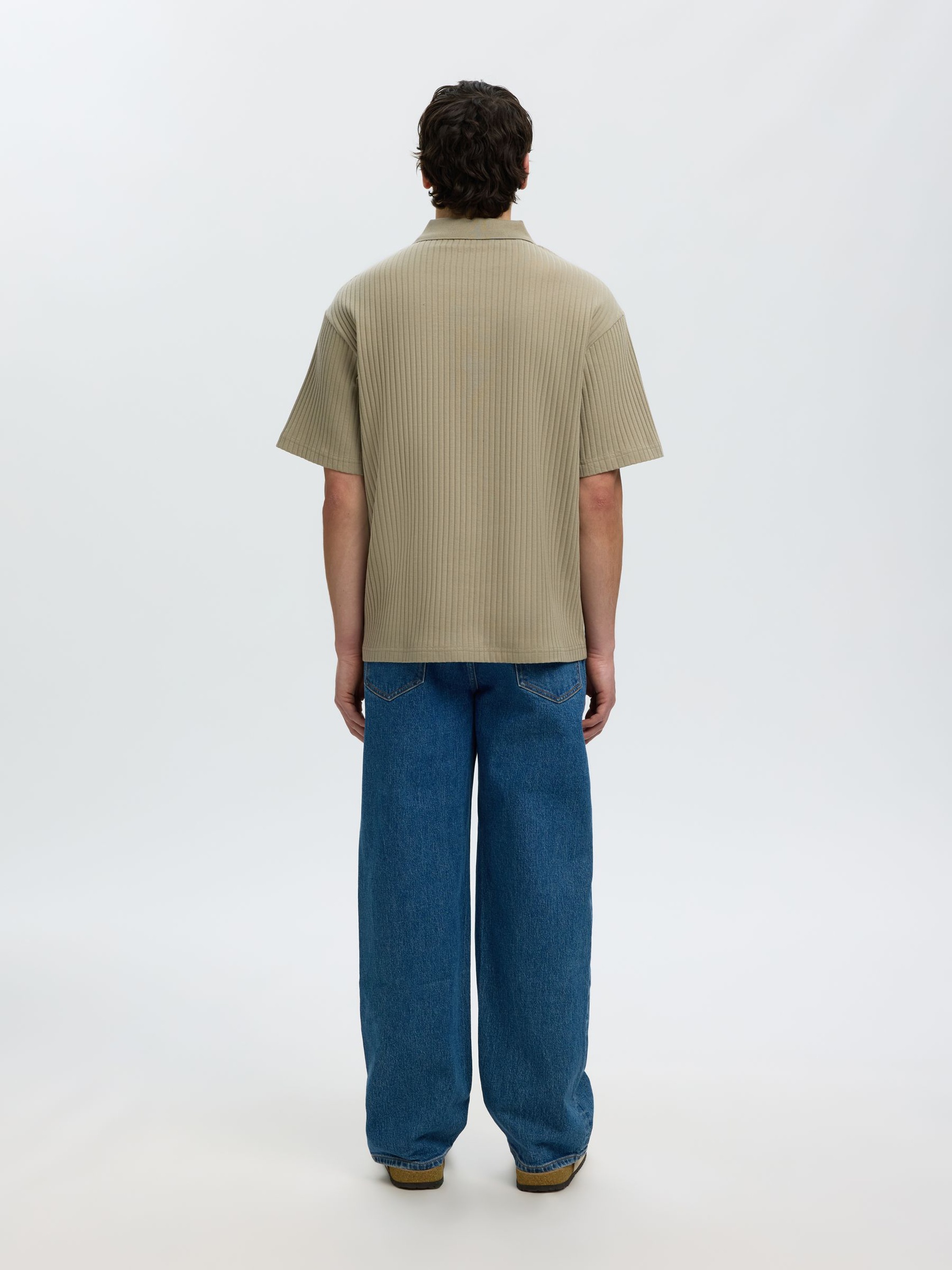 RELAXED FIT RIBBED POLO SHIRT, Vetiver, highres