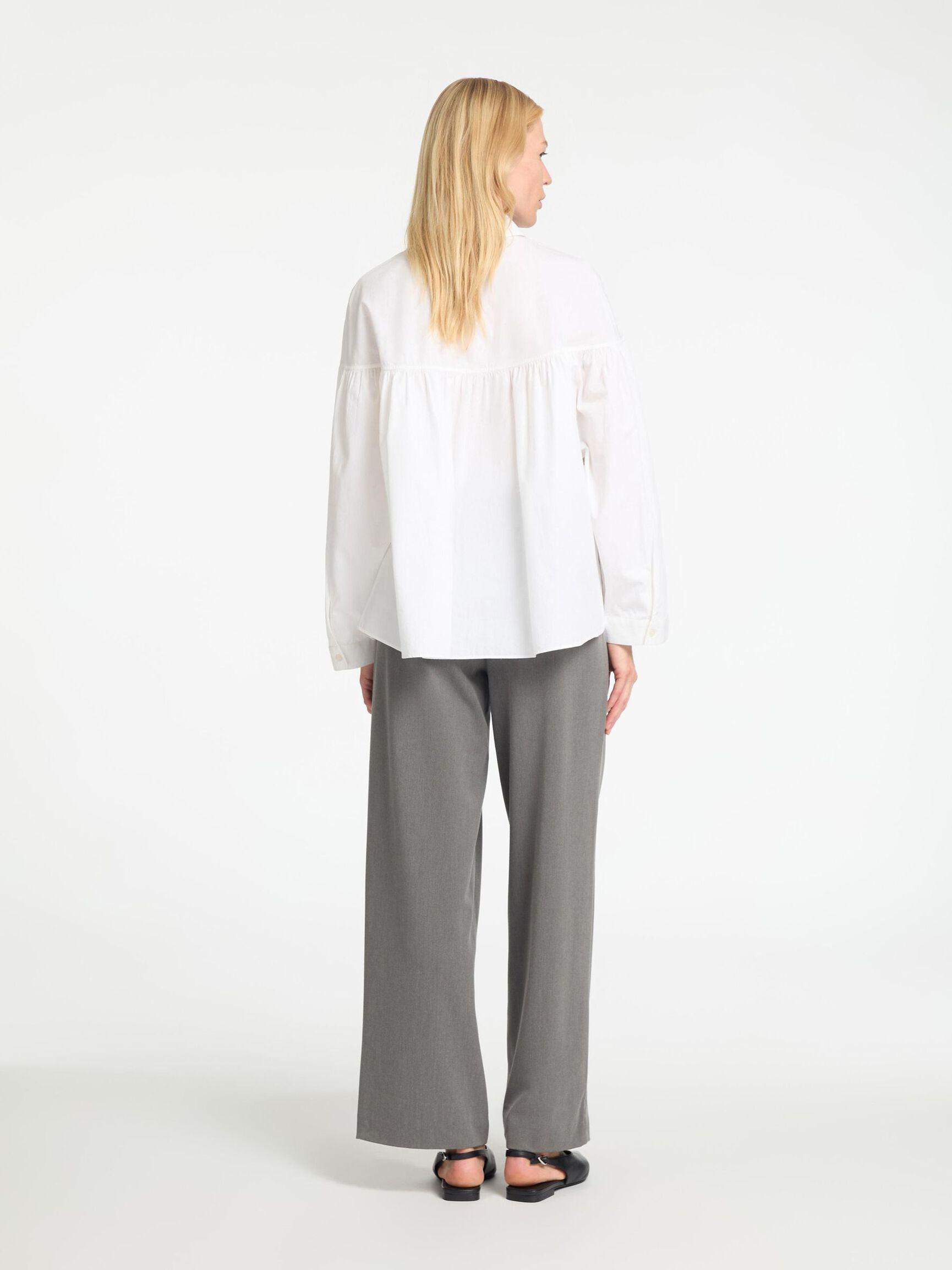 CAMICETTA A MANICHE LUNGHE, Bright White, highres