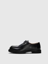 CUIR CHAUSSURES À BOUTS MOCASSINS, Black, highres