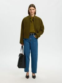 WOOL BLEND JACKET, Fir Green, highres