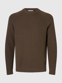 100% BOMULD SWEATER MED RUND HALS, Major Brown, highres