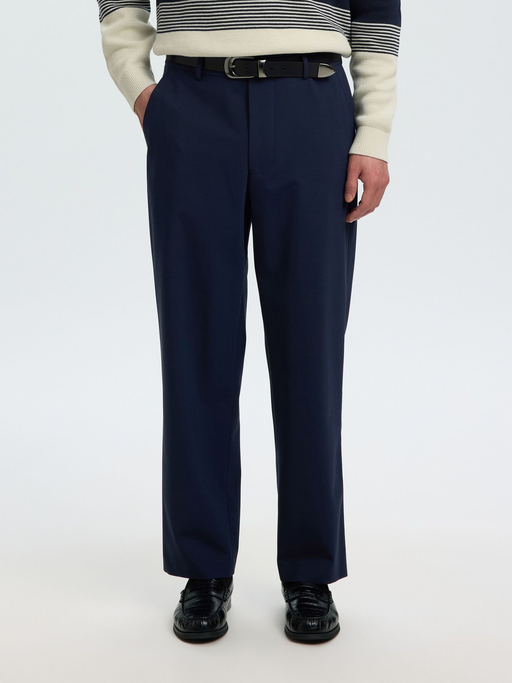 RELAXED FIT TROUSERS, Dark Navy, highres
