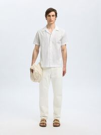 100% BAUMWOLL KURZARMHEMD, White, highres