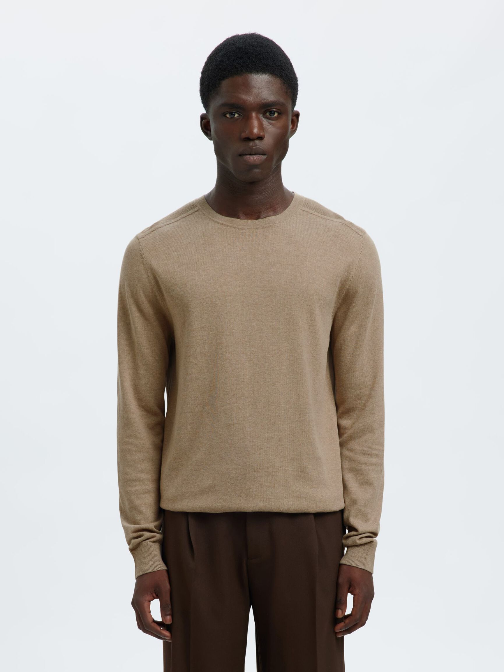 LONG-SLEEVED KNITTED JUMPER, Savannah Tan, highres