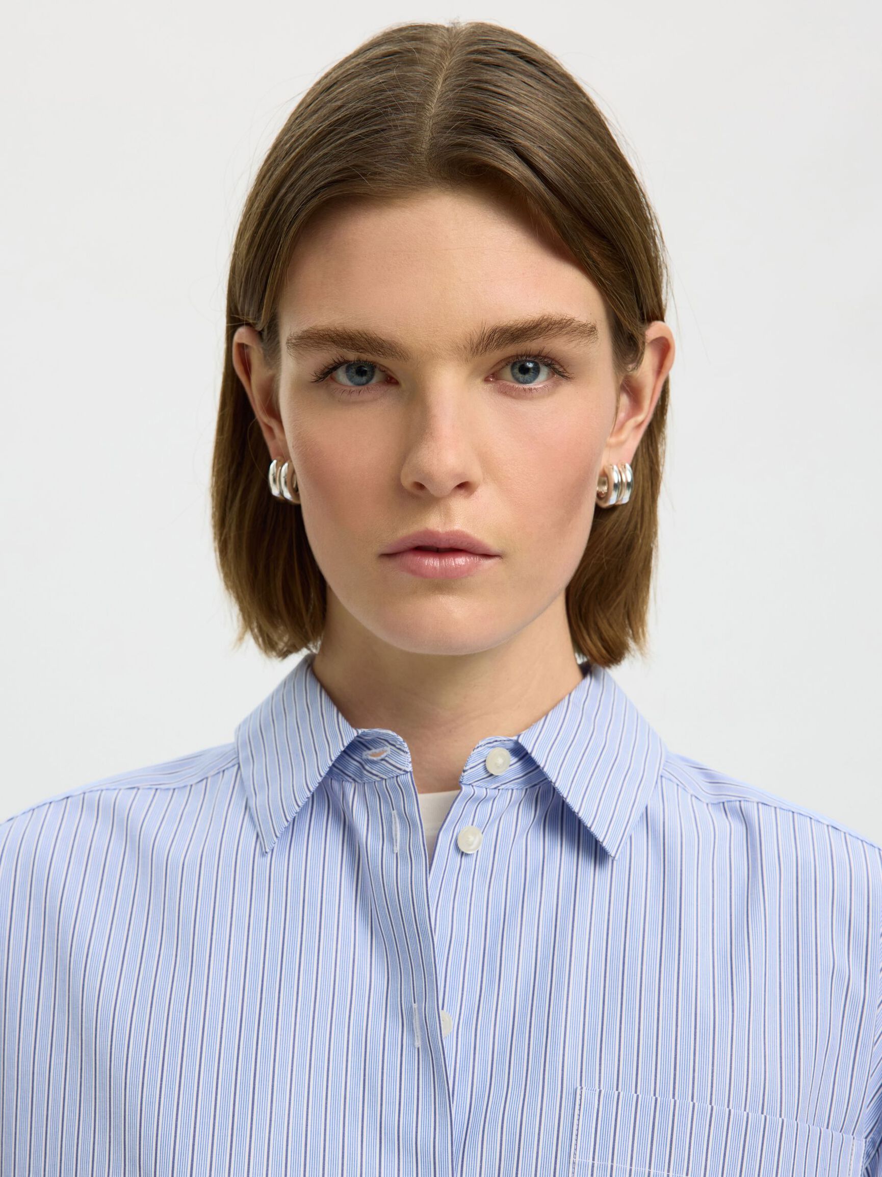 COTTON  CROPPED SHIRT, Dark Sapphire, highres