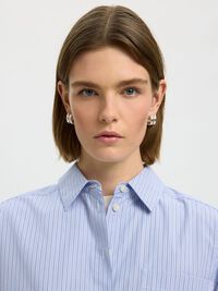 COTTON  CROPPED SHIRT, Dark Sapphire, highres