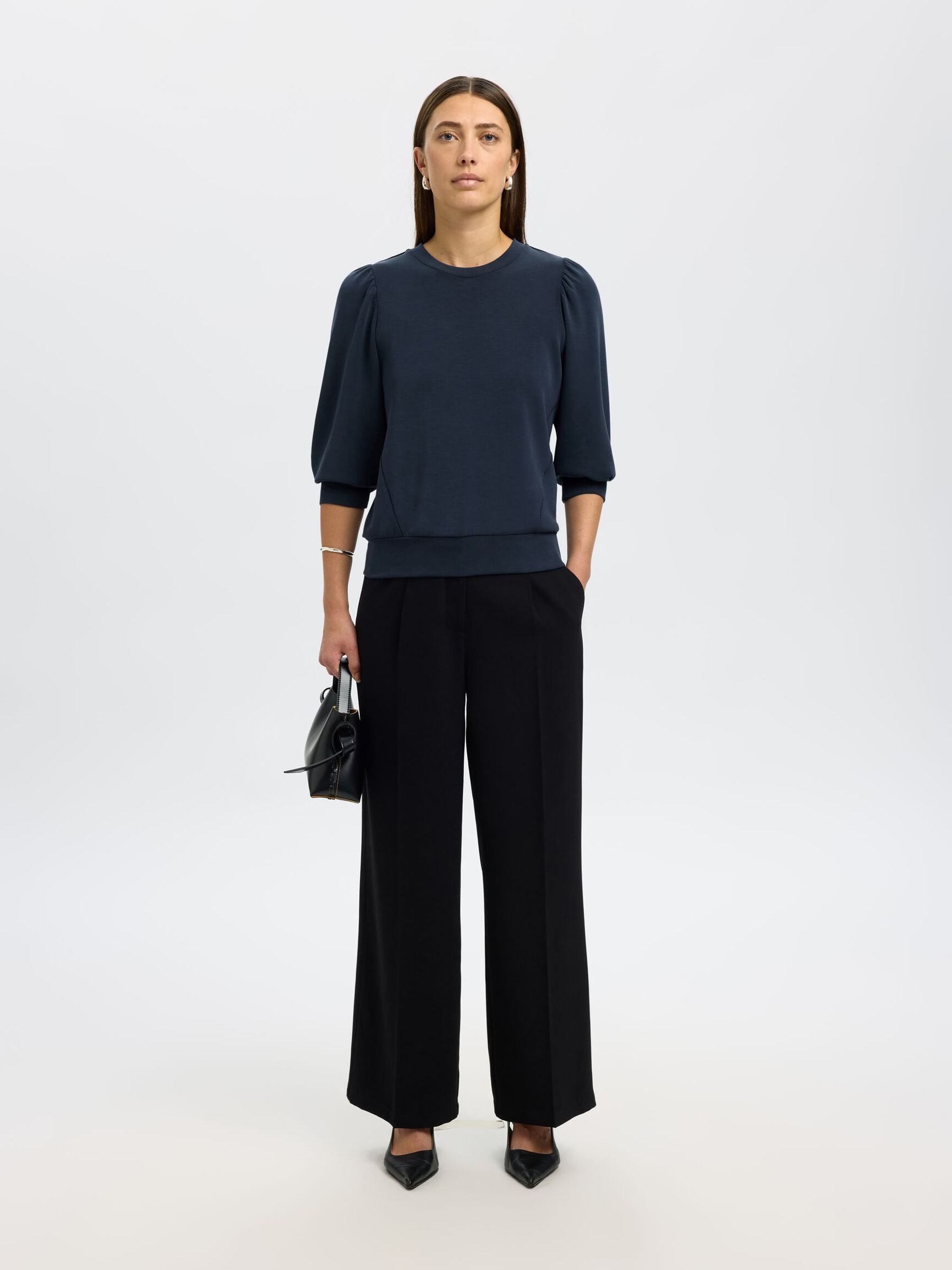 PUFF SLEEVE SWEATSHIRT, Dark Sapphire, highres