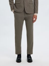 CHECKED WOOL BLEND TROUSERS, Brownie, highres