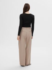 RIBBED LONG SLEEVED TOP, Black, highres