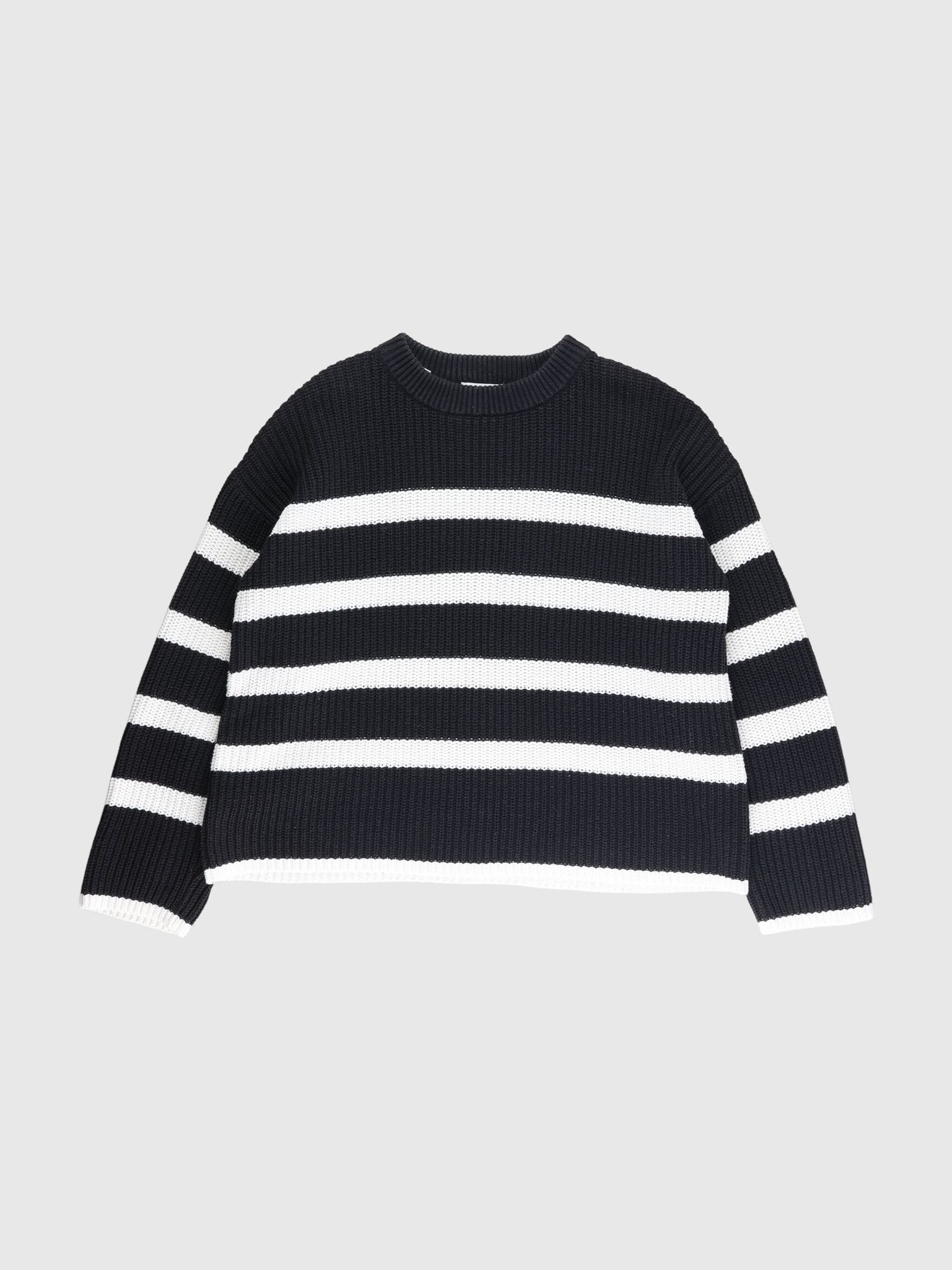 GESTREIFTER STRICKPULLOVER, Black, highres