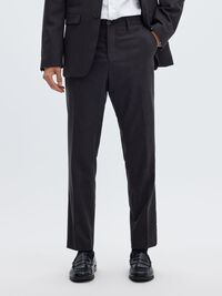 WOVEN WOOL BLEND TROUSERS, Black, highres