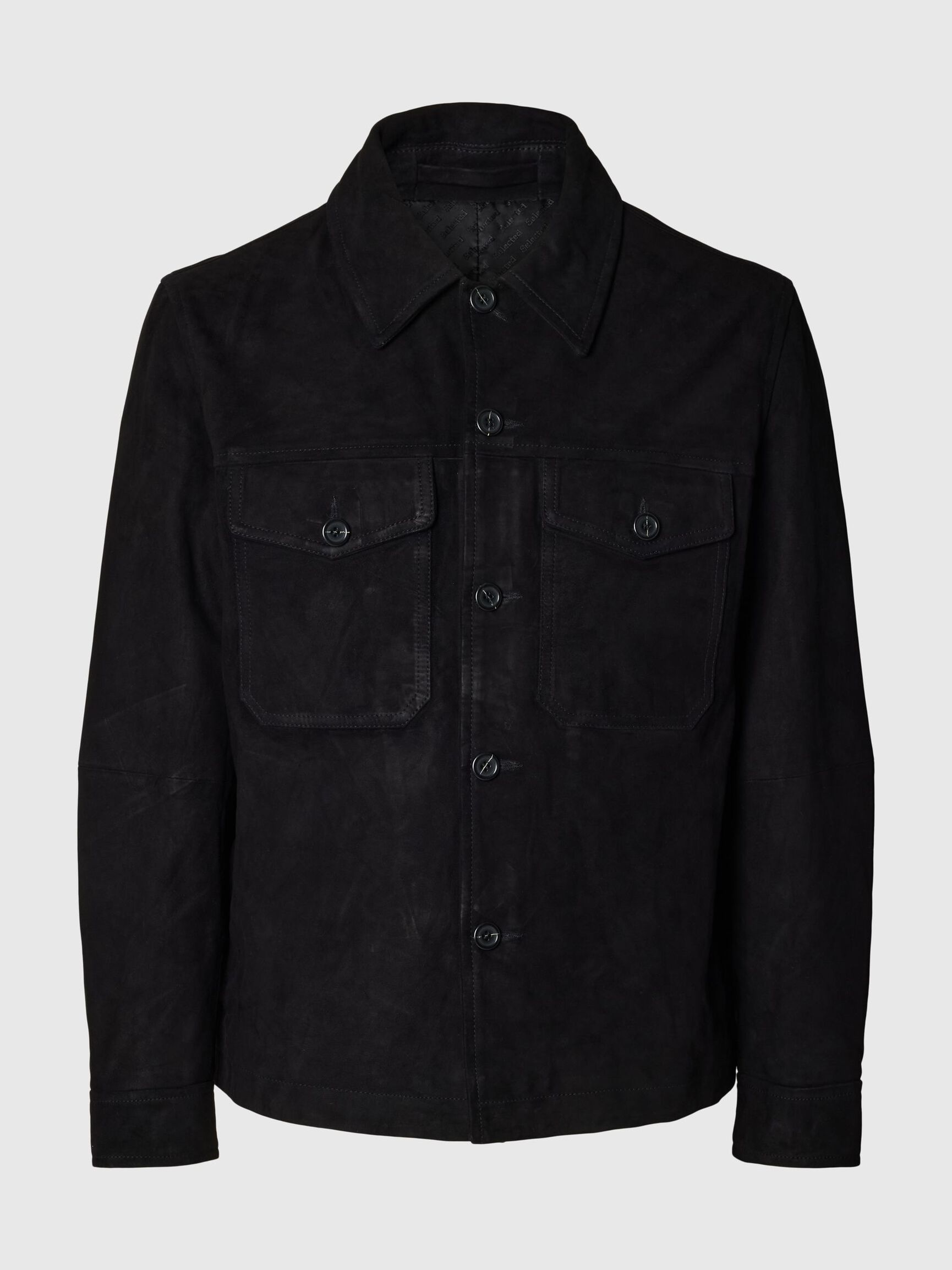 SUEDE OVERSHIRT, Black, highres