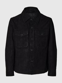 SUEDE OVERSHIRT, Black, highres