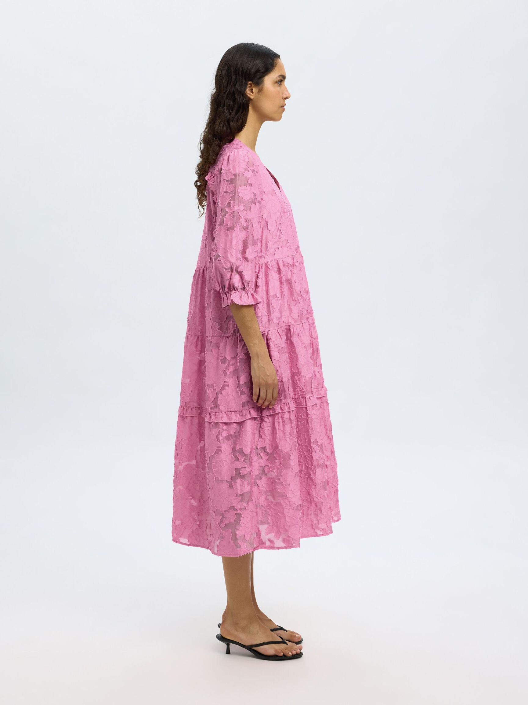 TIE WAIST MIDI DRESS, Rosebloom, highres