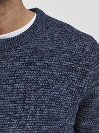 CREW NECK STRIKTRØJE, Dark Sapphire, highres