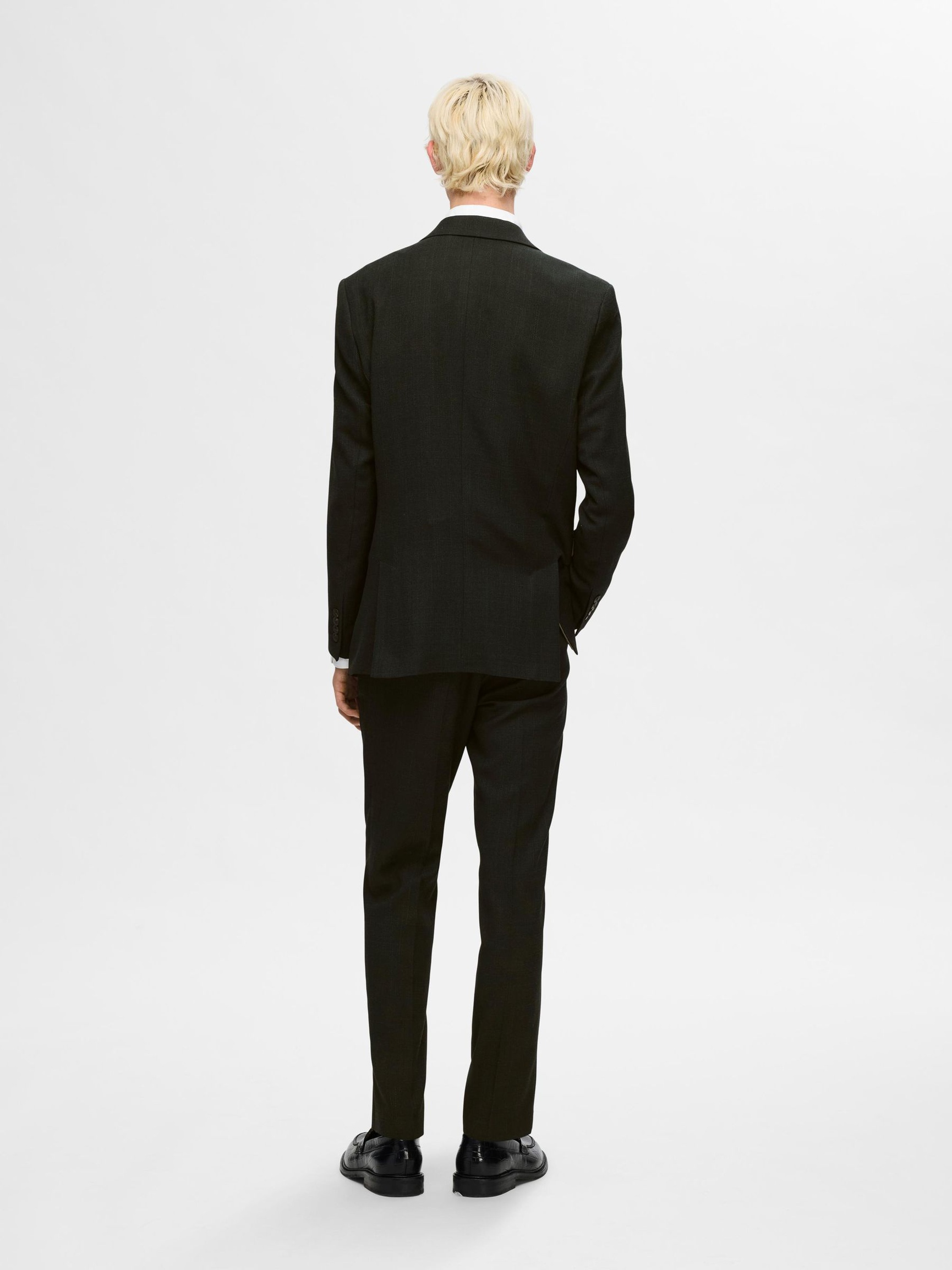 SLIM FIT WOOL BLEND BLAZER, Dark Green, highres