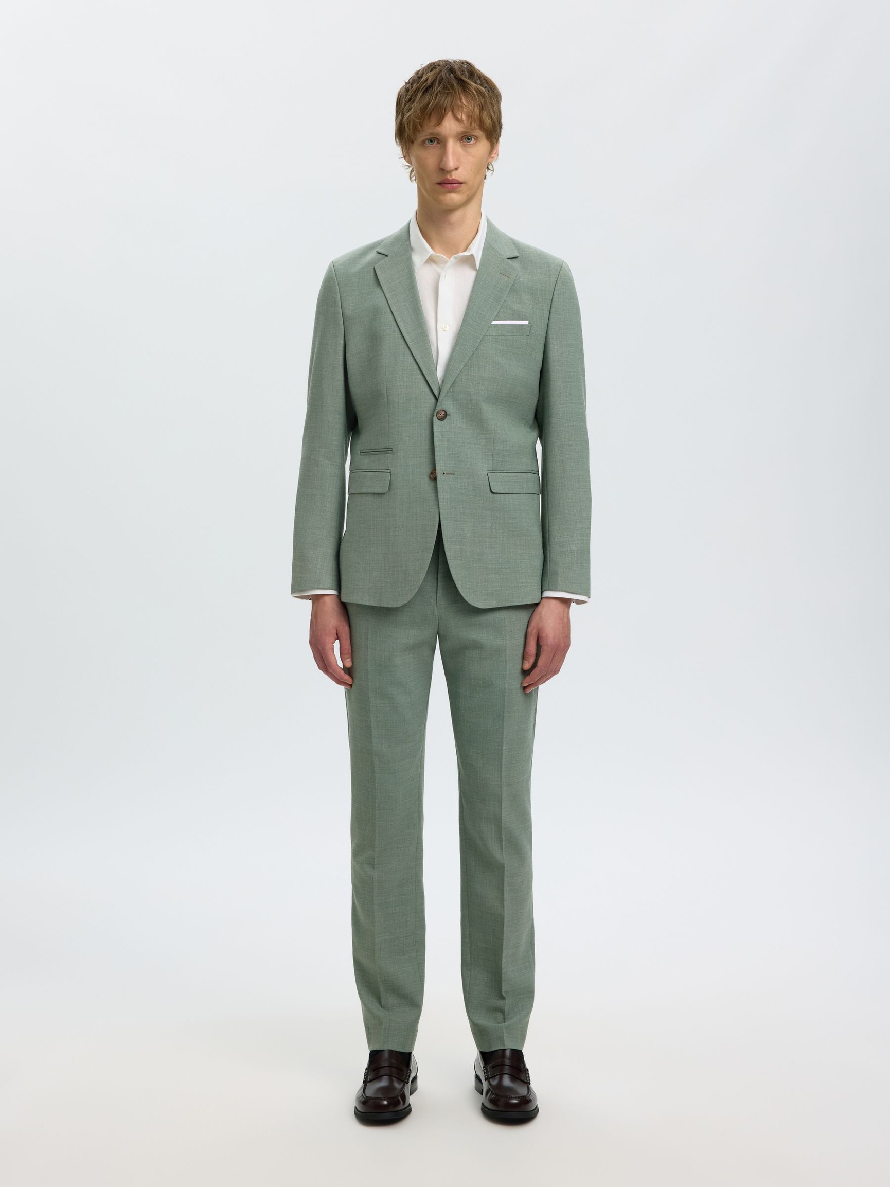 SLIM FIT ANZUGHOSE, Light Green Melange, highres