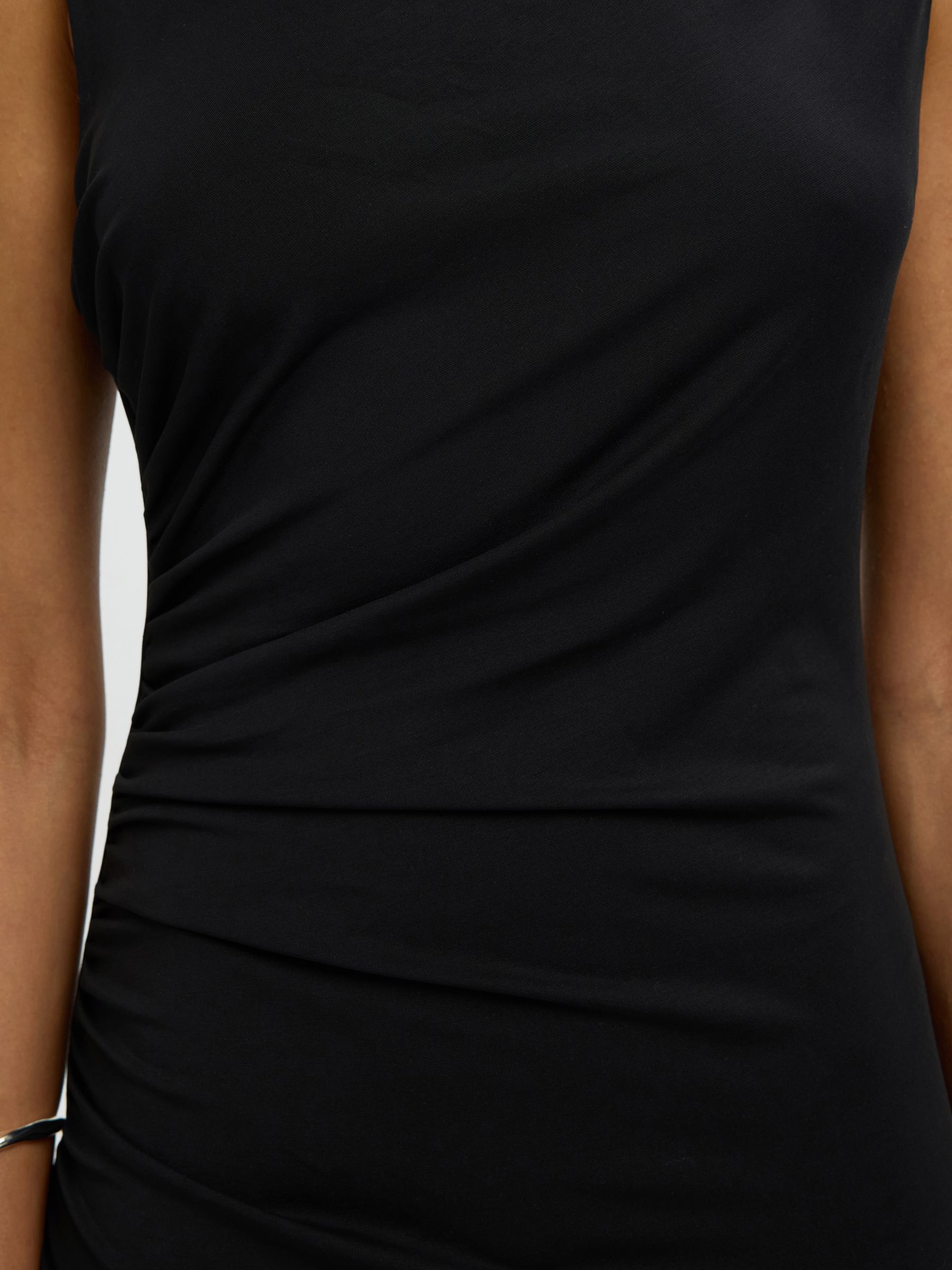 DRAPERAD MAXIKLÄNNING, Black, highres