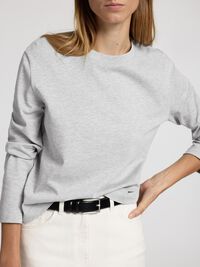 LONG-SLEEVED BOXY T-SHIRT, Light Grey Melange, highres