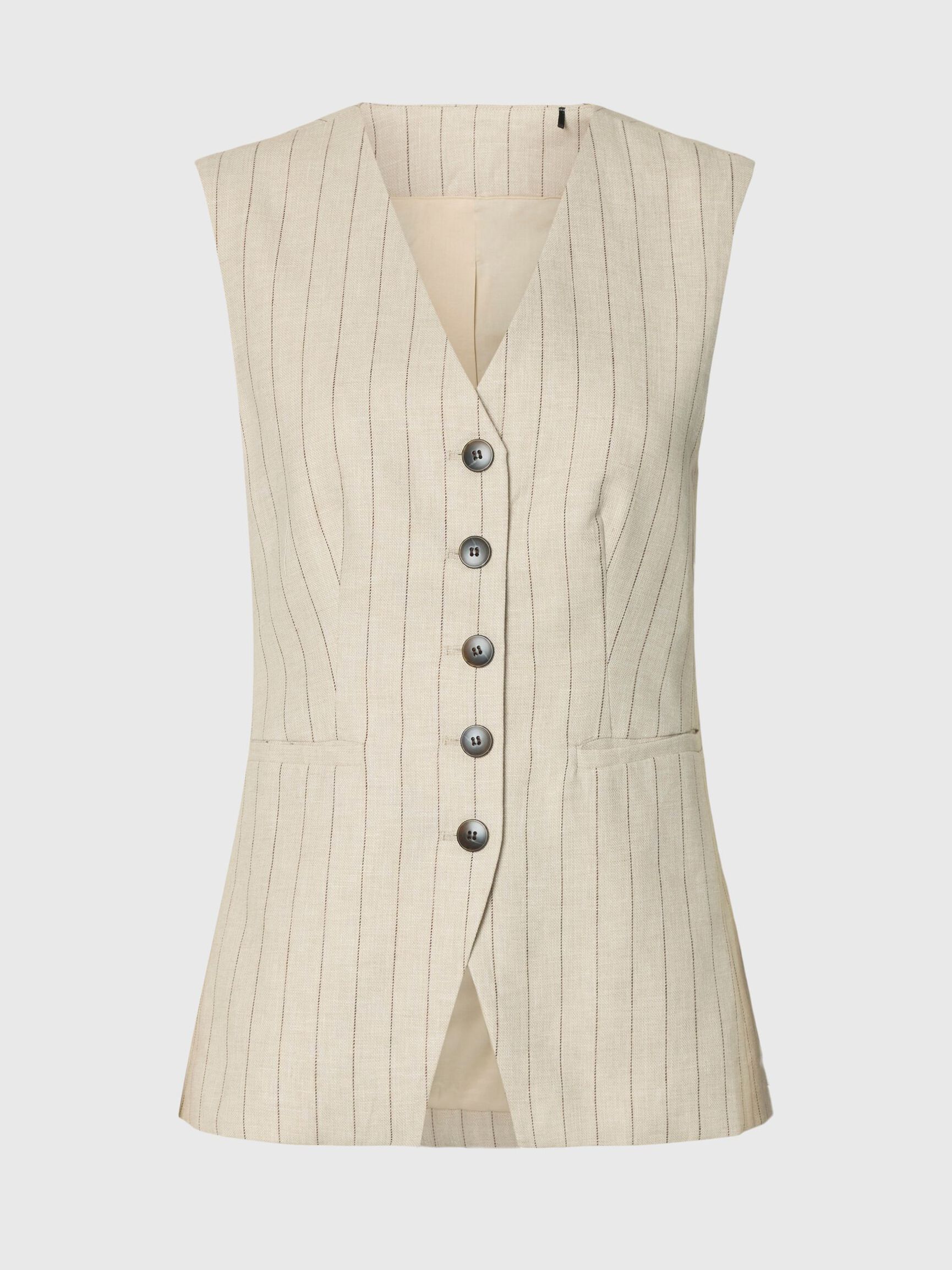 LINEN BLEND VEST, White Pepper, highres
