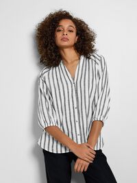 STRIPED COTTON SHIRT, Snow White, highres