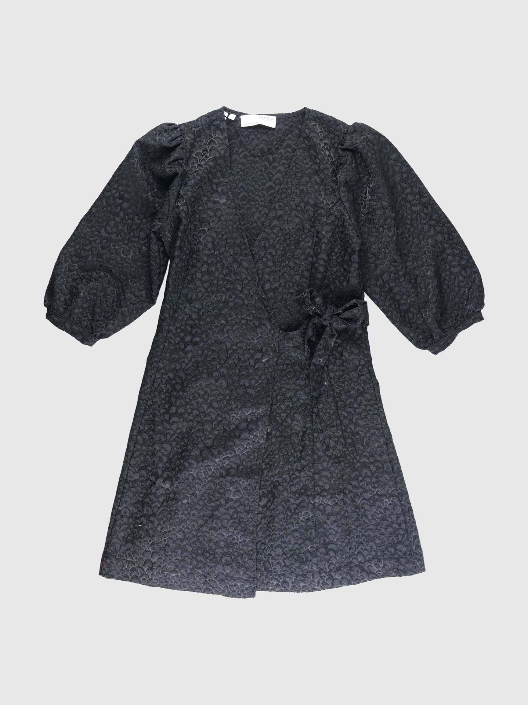 JACQUARD MINI SLÅ OM KJOLE, Black, highres