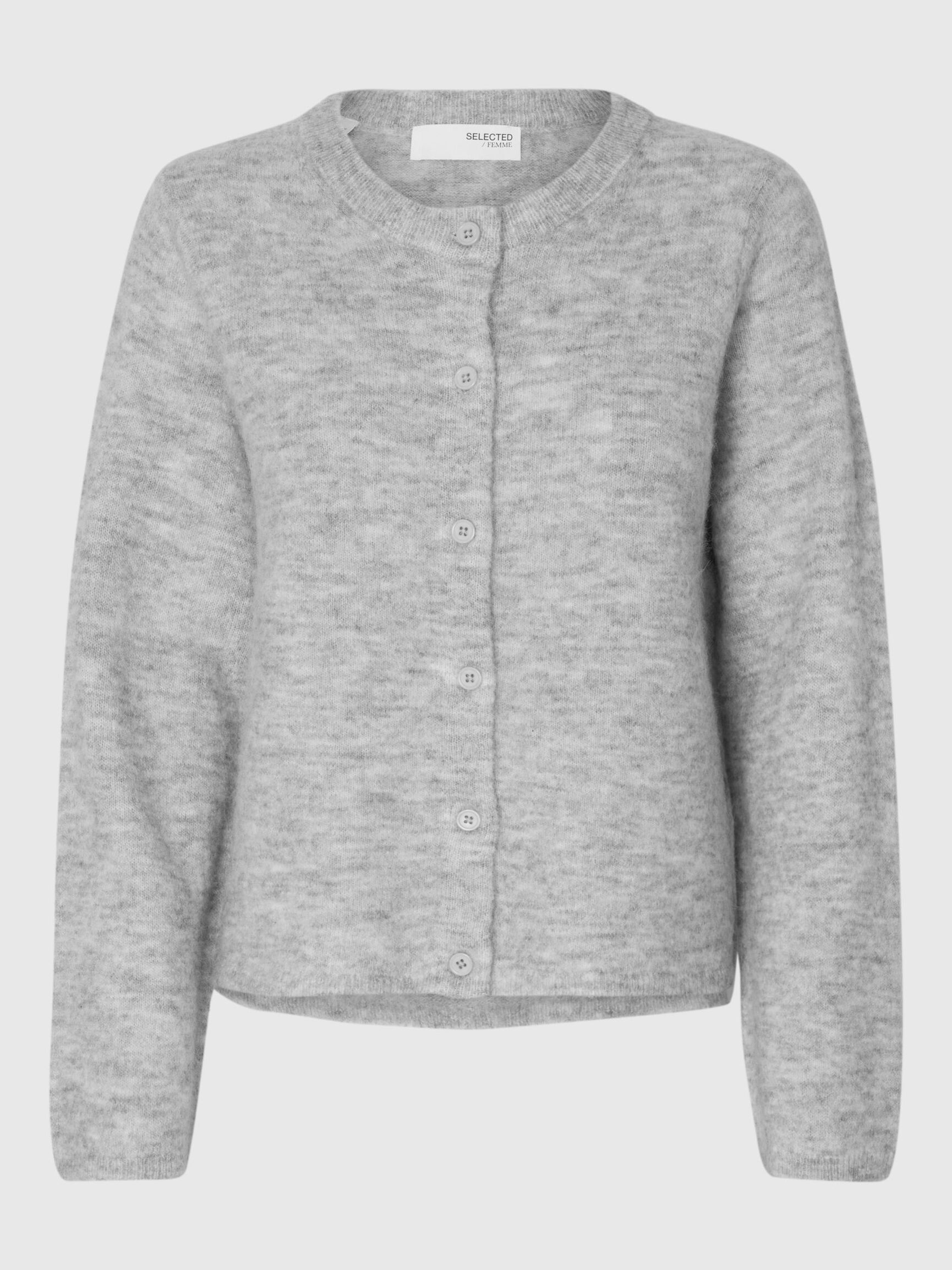 WOOL BLEND CARDIGAN, Light Grey Melange, highres