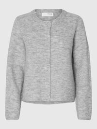 WOOL BLEND CARDIGAN, Light Grey Melange, highres