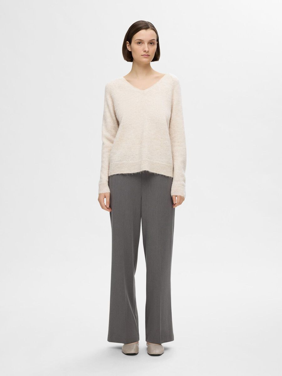 Selected WOOL BLEND V NECK PULLOVER, Birch, highres - 16094268_Birch_1113603_005.jpg