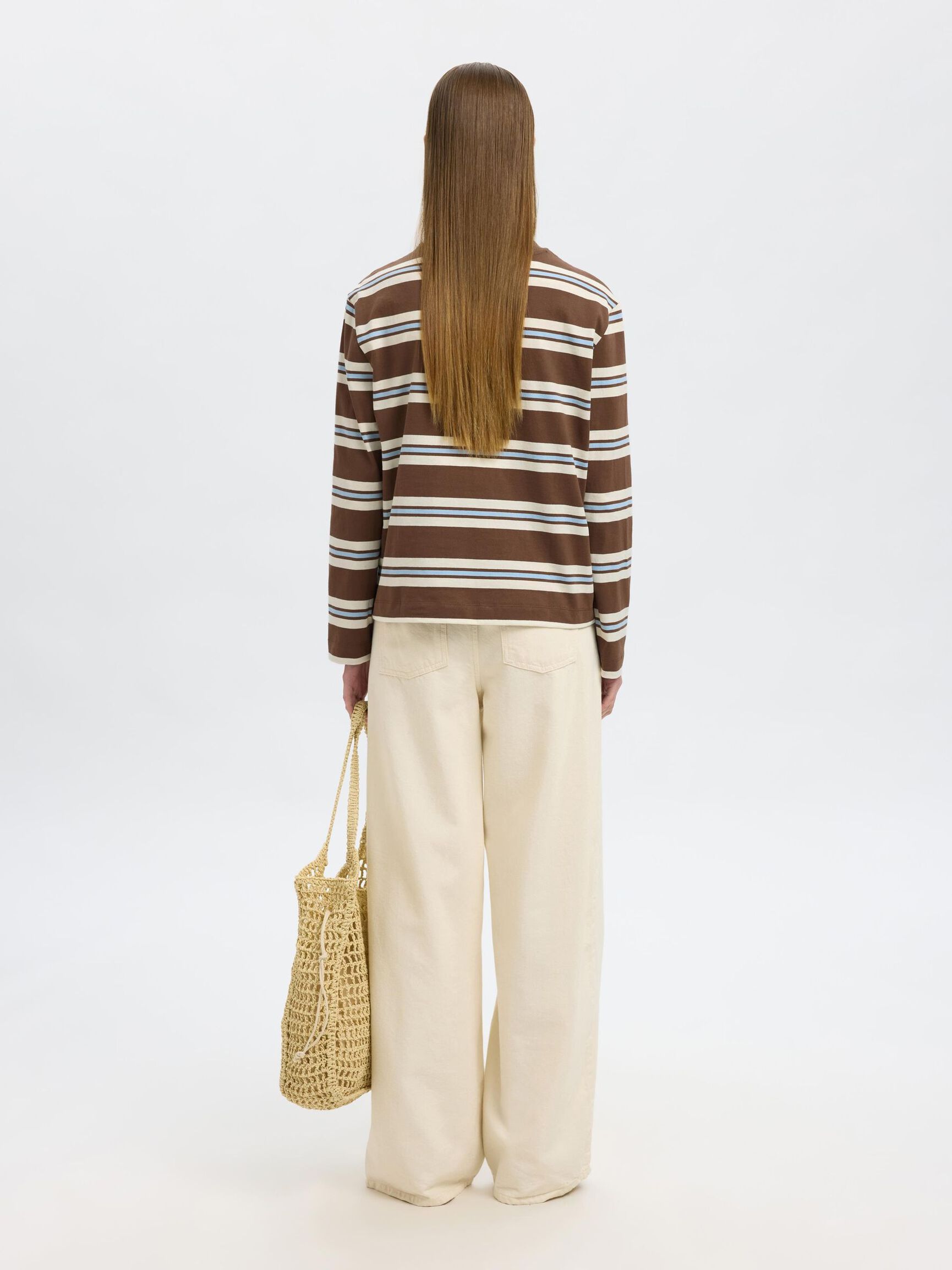 BOXY FIT LANGÆRMET T-SHIRT, Chestnut, highres