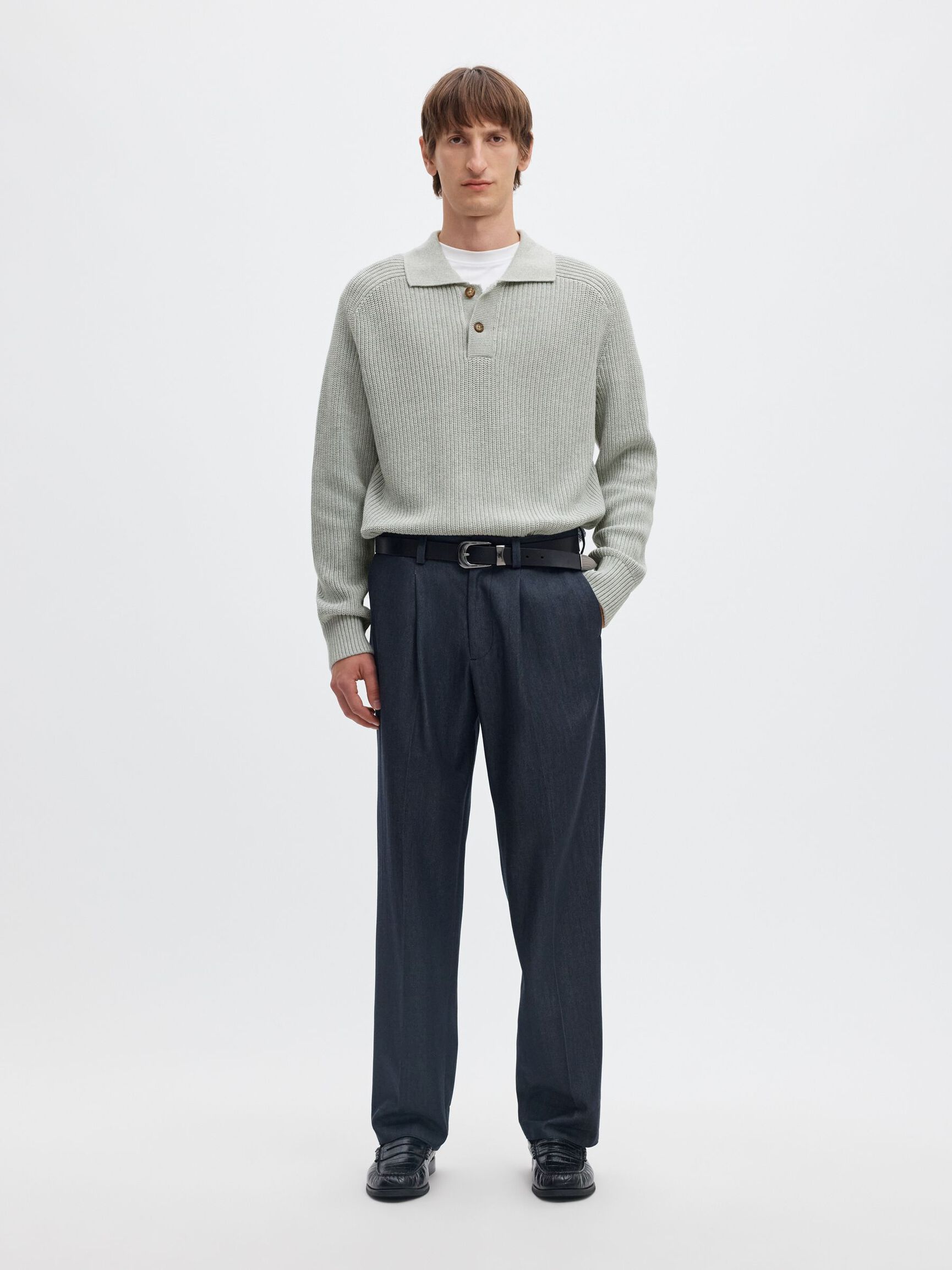 RIBBED PULLOVER, Light Grey Melange, highres