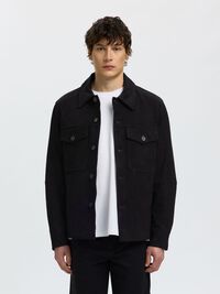 SUEDE OVERSHIRT, Black, highres