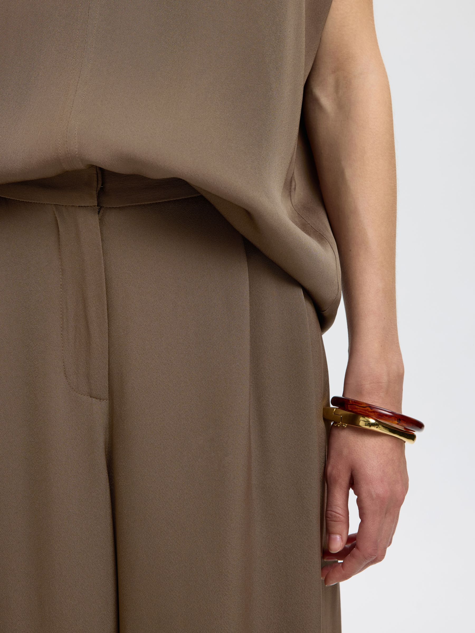 VISCOSE WIDE-LEG TROUSERS, Chocolate Chip, highres
