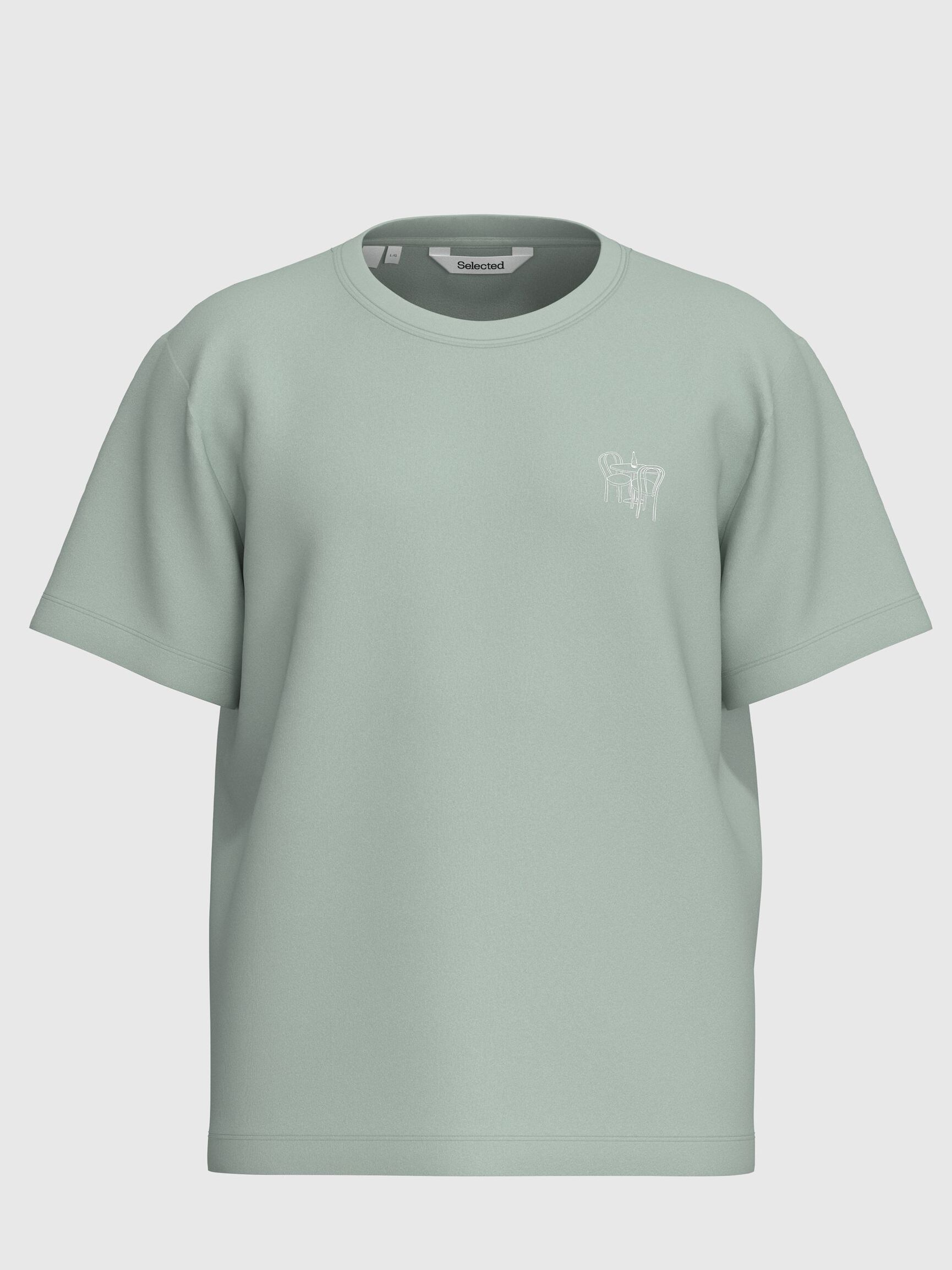 REGULAR FIT COTTON T-SHIRT, Aqua Gray, highres