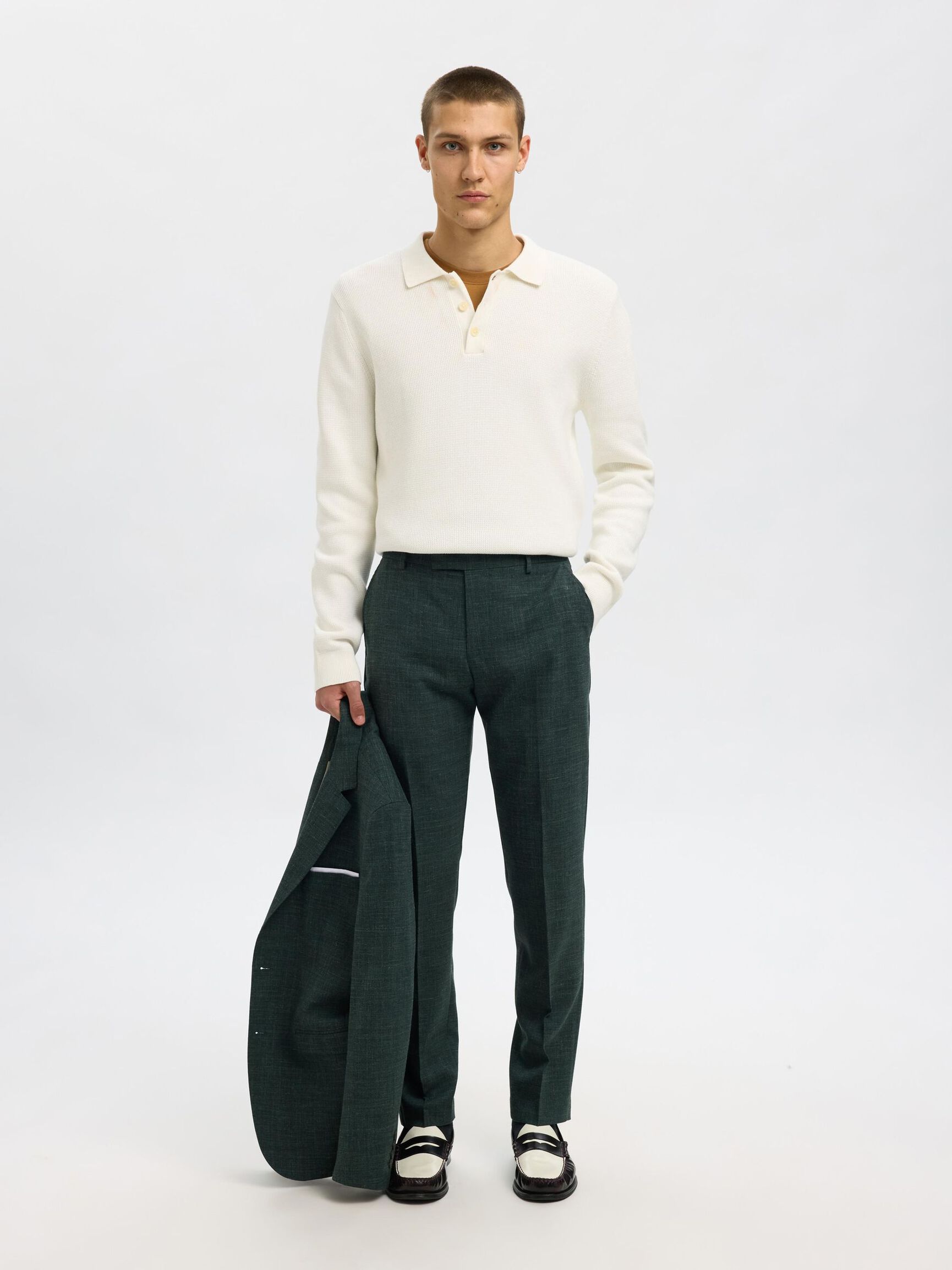 SLIM FIT DRESSBUKSER, Dark Green, highres