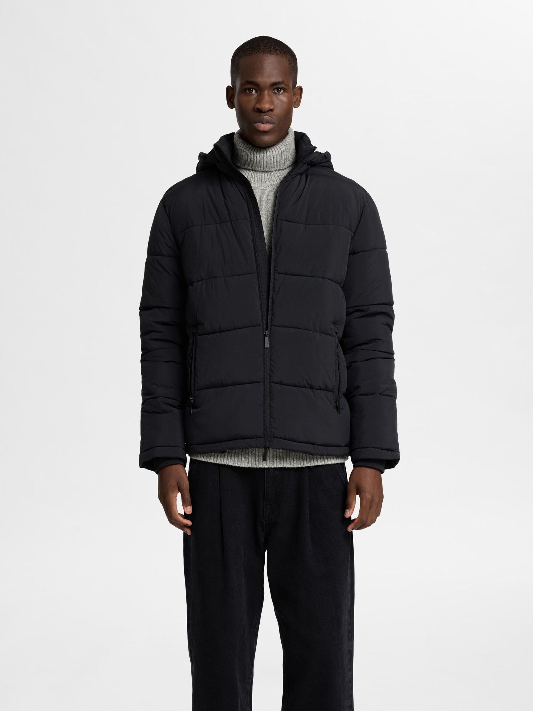 AVEC CAPUCHE VESTE REMBOURRÉE, Black, highres