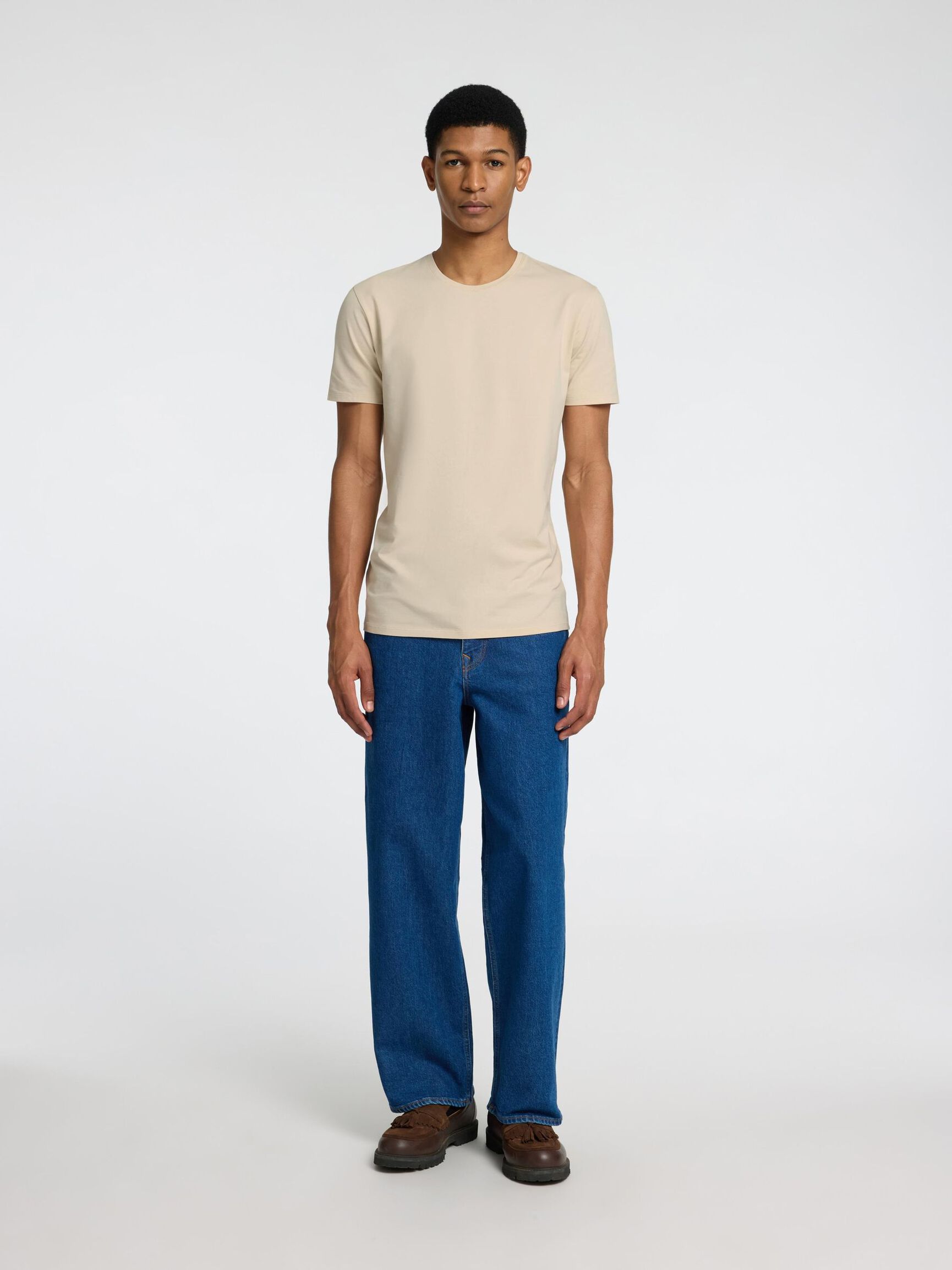3-PACK COTTON T-SHIRT, Oatmeal, highres