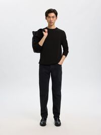 RONDE HALS SWEATER, Black, highres