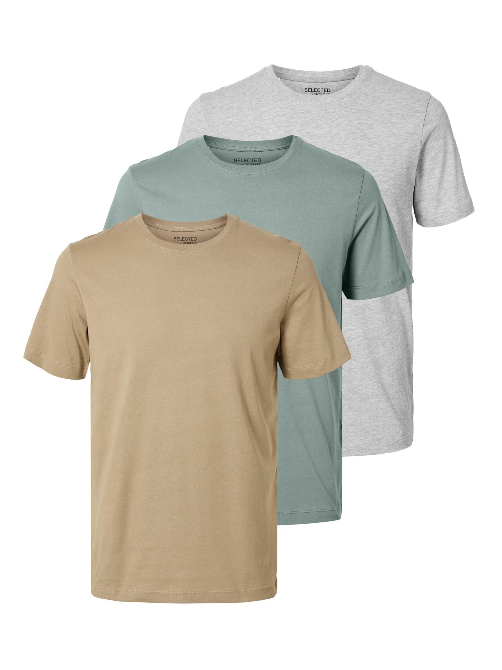 3-PACK COTTON T-SHIRT, Light Grey Melange, highres