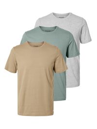 3-PACK COTTON T-SHIRT, Light Grey Melange, highres