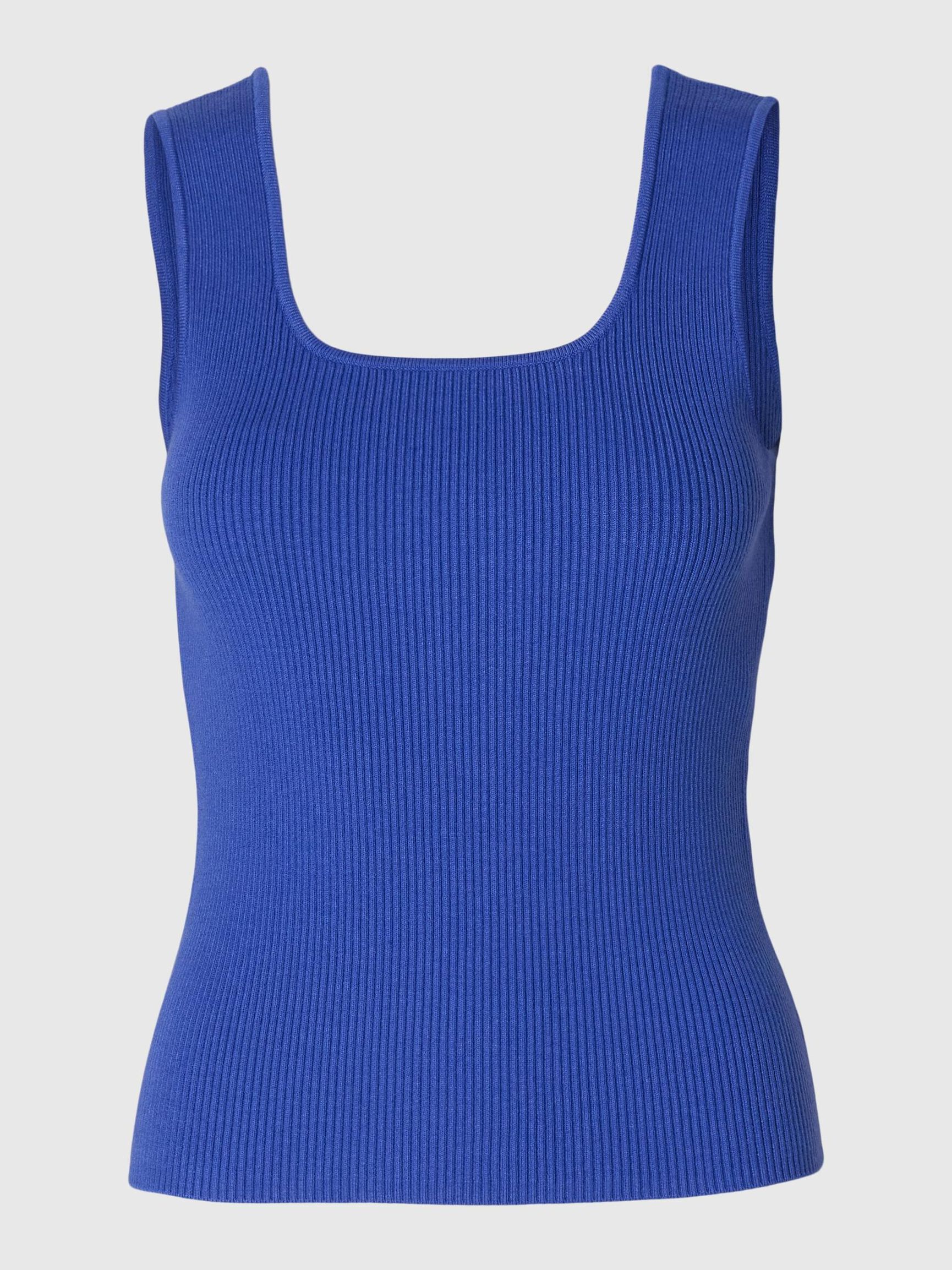 SLEEVELESS KNITTED TOP, Dazzling Blue, highres