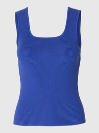 SLEEVELESS KNITTED TOP, Dazzling Blue, highres