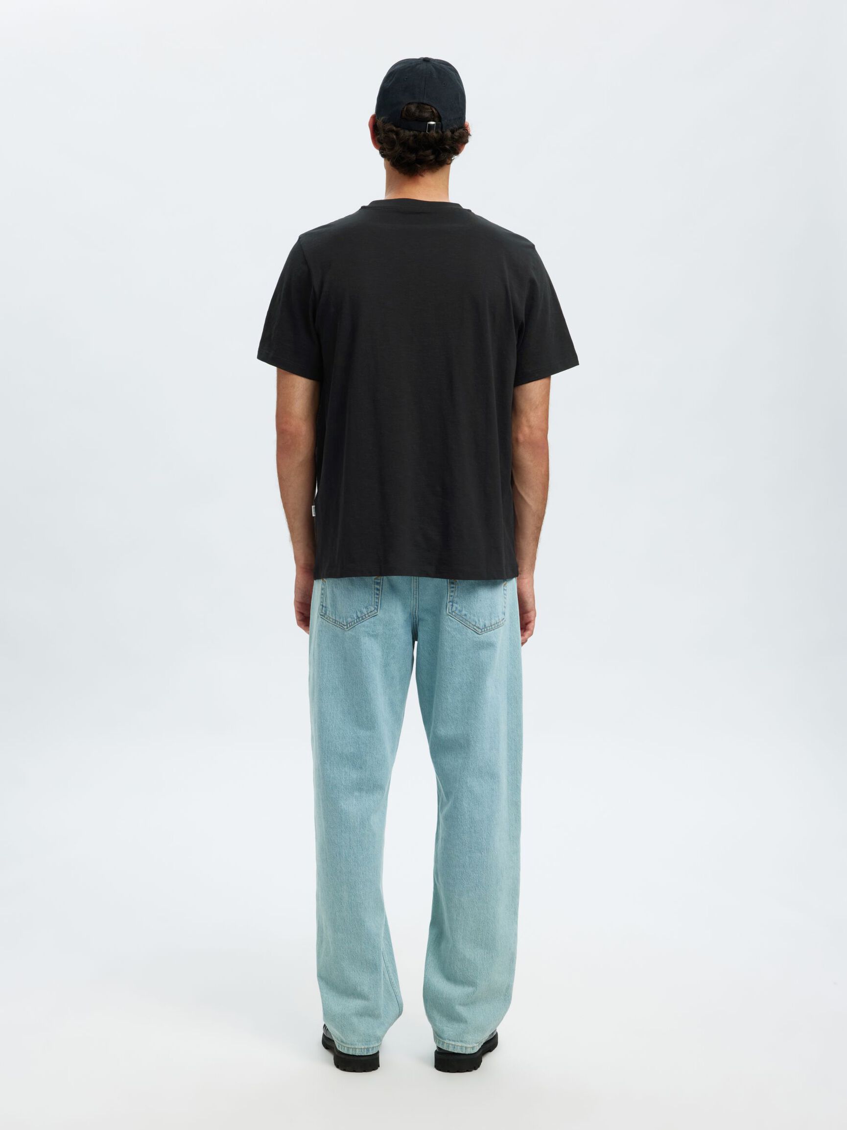 SLUB-BOMULL T-SKJORTE, Black, highres
