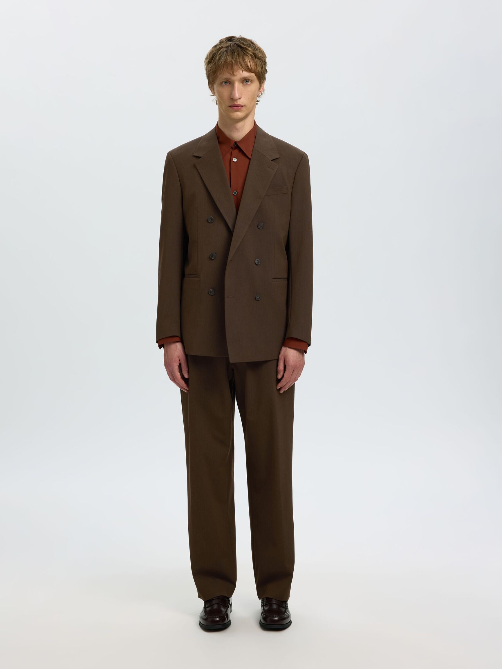 RELAXED FIT DOUBLE-BREASTED BLAZER, Demitasse, highres