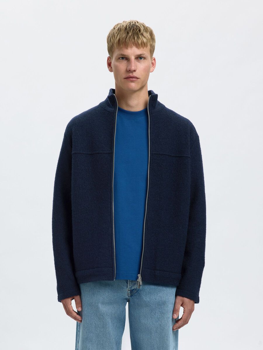 Product tile image - 100% WOOL ZIP-FRONT CARDIGAN, Sky Captain | 16098364_SkyCaptain
